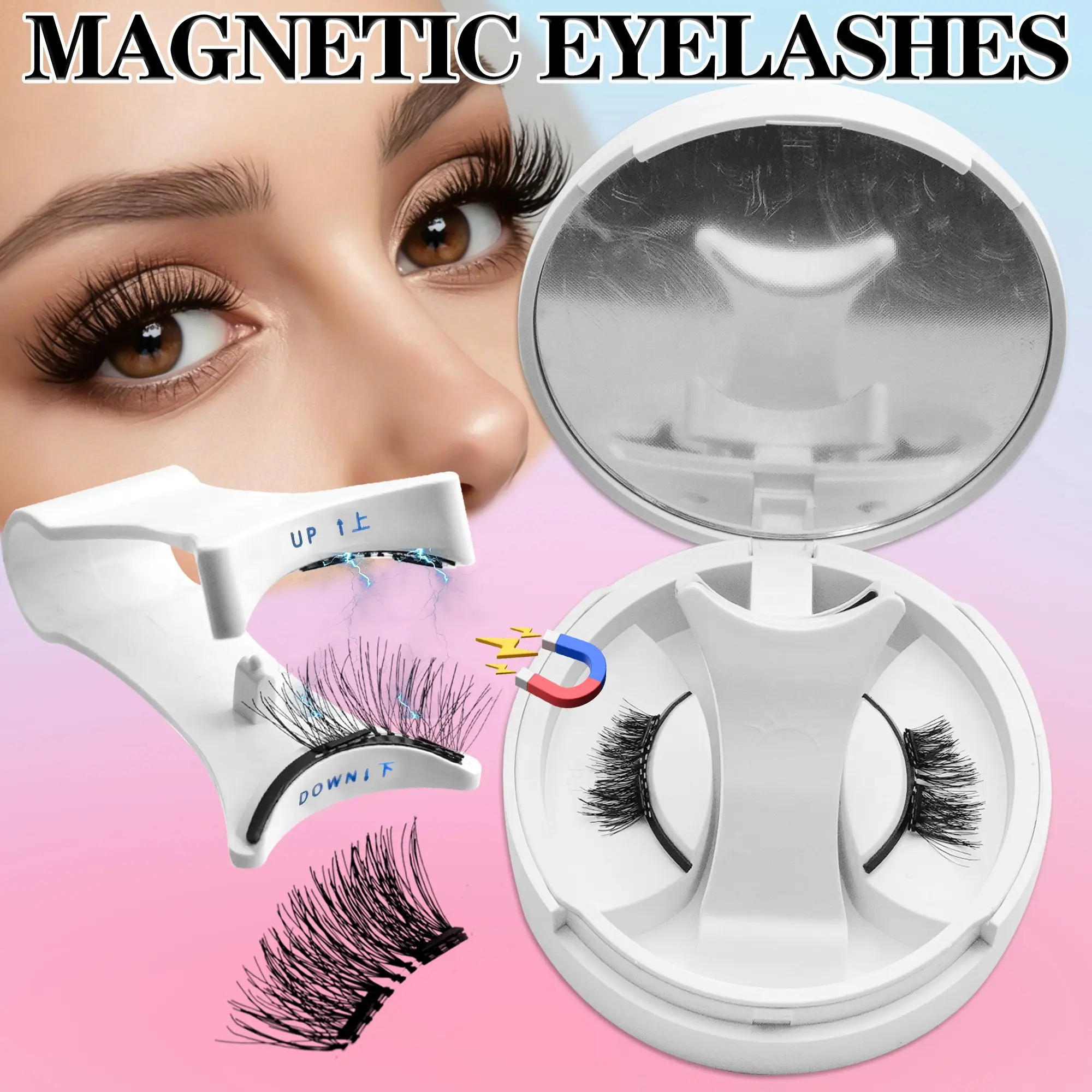 Magnetic False Eyelashes Wholesale, No Glue, Natural Look, Volumized False Eyelashes, Soft Magnetic Lash Alternatives, Magnetic Lash Extensions, 10-12mm Length, Solid Form