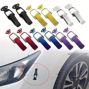 Universal Automotive Cars Accessaries 2pcs Fastener Clip Alloy Mount Hood Pin Bonnet Lock Kit Tunning Lock Kit Down Hood Lock Latch Pins Car Accessories