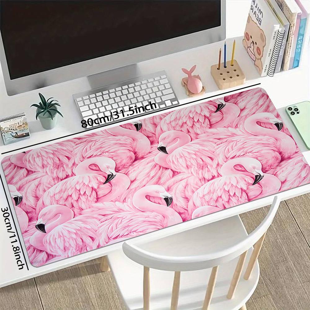 Pink Flamingo Pattern Mouse Pad, 1 Count Gaming E-sports Computer Thickened Mouse Pad, Washable Mouse Pad for Home & Office