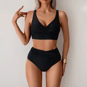 Women High Waist Split One Piece Swimsuits Tummy Control Shaping Swimwear Tummy Control Swimwear Quick Dry Beach Vacation Bathing Suit