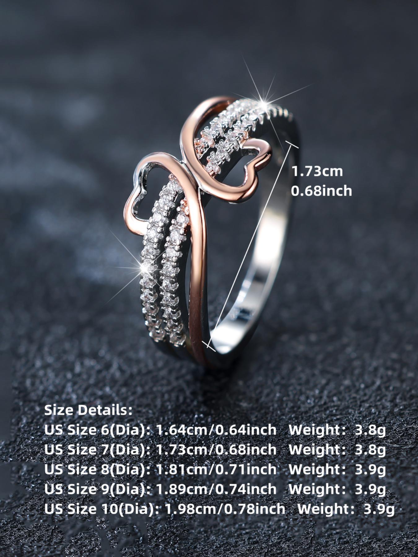 Women's Elegant Rhinestone Decorated Design Ring, Fashion Accessories for Women & Girls, Jewelry for Party, Daily Decor, Trendy All-match & Exquisite Jewelry for Birthday Gift, Heart Shaped Ring