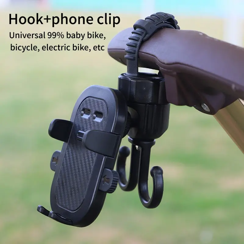1pcs Cart hook phone holder 2-in-1 universal electric bike walking tool for, hook phone clip