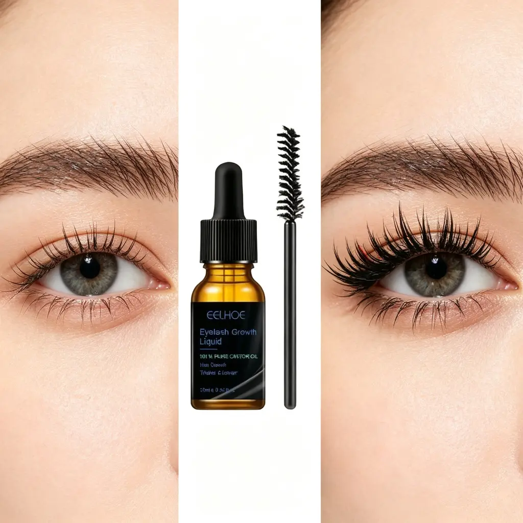 BOGO 7-Day Rapid Growth Eyelash Serum with Castor Oil - 10ml Gentle Nourishing Lotion, Precision Brush Head for Daily Eyelash & Eyebrow Care