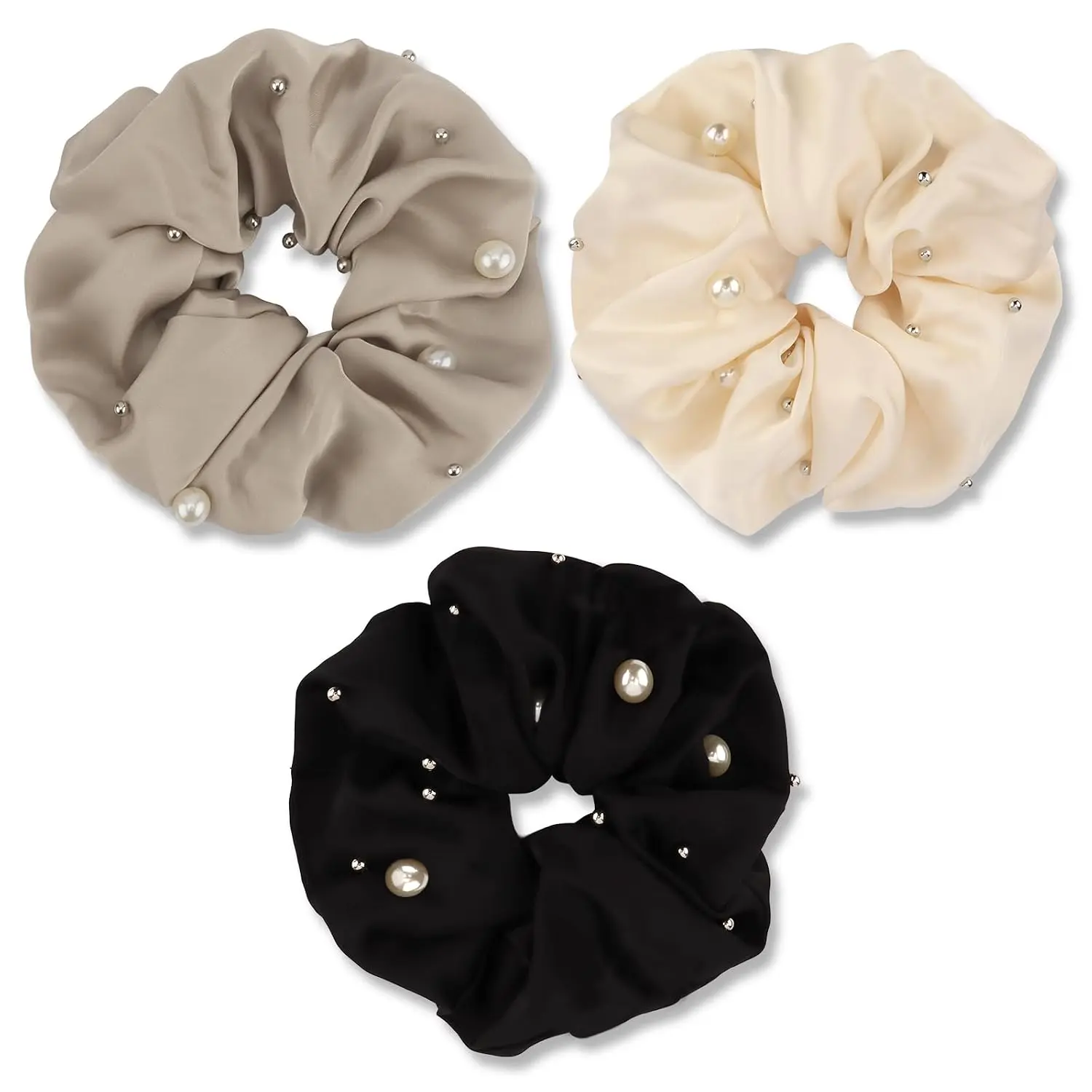 Large  Satin Scrunchies for Women Girls 6.7Inch  Big Silk Hair Ties No Crease Scrunchies for Thick Hair  Elastic Hair Ties Ponytail Holders Bridal Wedding Hair Accessories