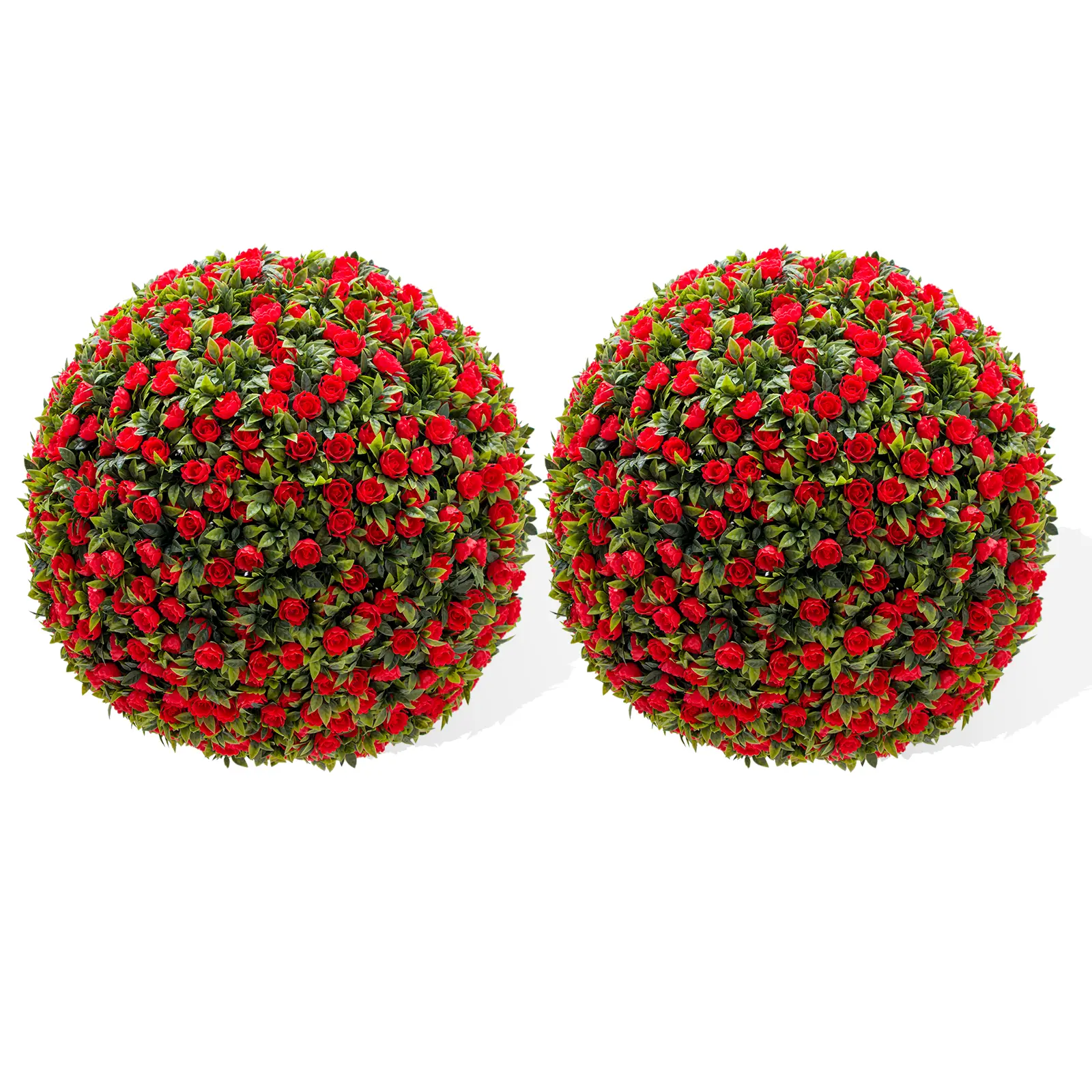 2-Pack Artificial Rose Topiary Balls, PE, Pink, White, Red, Yellow, 15.7-21.7 Inch Diameters, with Hanging Chains and Zip Ties, Plants, Hand, Decor