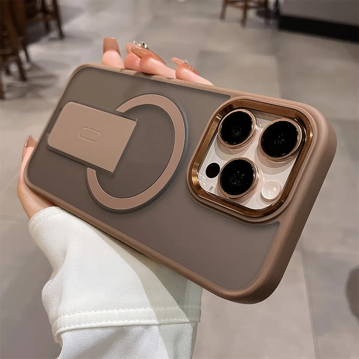 Silicone Soft TPU Shockproof Smartphone Case with Antidrop Liquid, Frosted Skin Texture & Magnetic Bracket - Cellphone Casing for iPhone 17 Pro Max, 16, 15, 14, 13 - Mobile Phone Protection Accessories