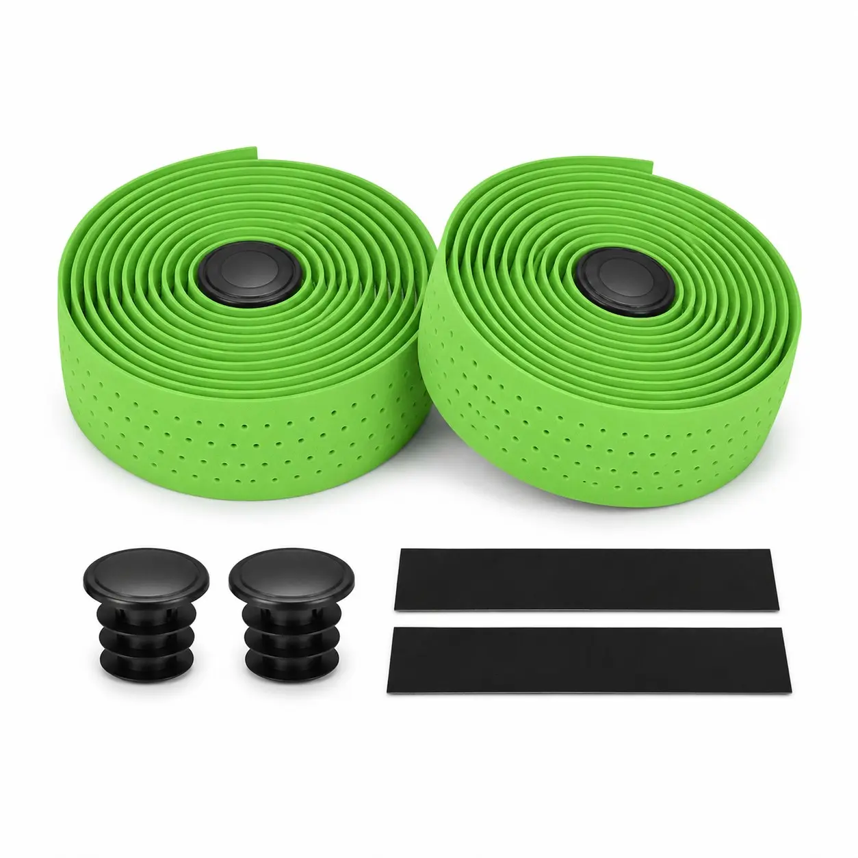 Road Bike Handlebar Tape Set, 3mm PU Eva Perforated Bar Wrap, Shock Absorbing Non Slip Grip Tape, for Road & Gravel Bikes
