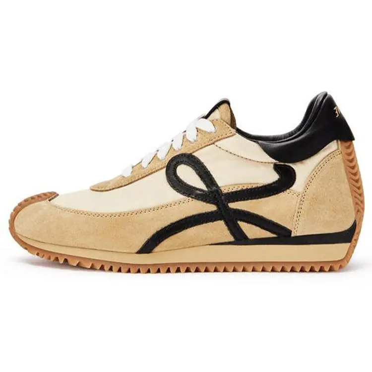 LOEWE Flow Runner Retro Lace-Up Trainers for Women – Durable Low-Top Casual Sneakers in Black and Brown Verifiable, with credentials and supporting global authentication