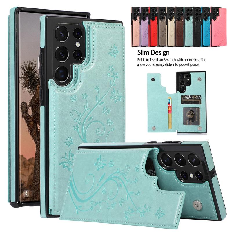 HISTORYOO For Samsung S25 Ultra S24 Plus S23 FE S22 Case Soft PU Leather Retro Embossed Butterfly Flower Shockproof Wallet Double Magnetic Clasp Protective Flip Fold Stand with 3 Card Slots Pocket Women Soft Folio Cover For Mom HISTORYOO For Samsung S25 Ultra S24 Plus S23 FE S22 Case Soft PU Leather Retro Embossed Butterfly Flower Shockproof Wallet Double Magnetic Clasp Protective Flip Fold Stand with 3 Card Slots Pocket Women Soft Folio Cover For Mom