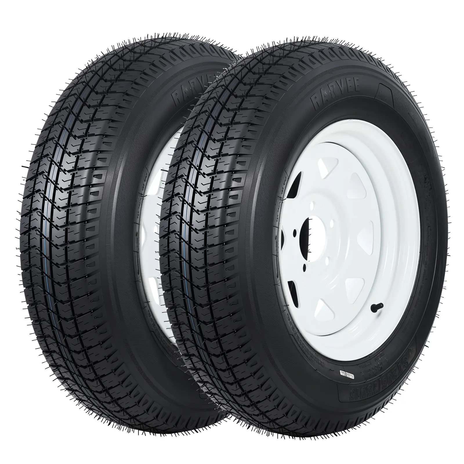 OP- 2-Pack 4.80-8 Trailer Tires on 8” White Rims, 4 Lug on 4” Bolt Pattern, Load Range C 6PR, 760 lbs, Bias Ply Pre-Mounted for Utility/Boat/Camper Trailers