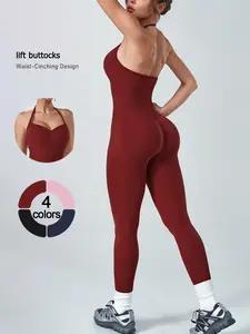 Women's Sportswear Overall, Soft High-Elastic Fabric, V-Neck, Waist Cinch, Leg-Lengthening, Comfortable & Breathable, Daily Wear