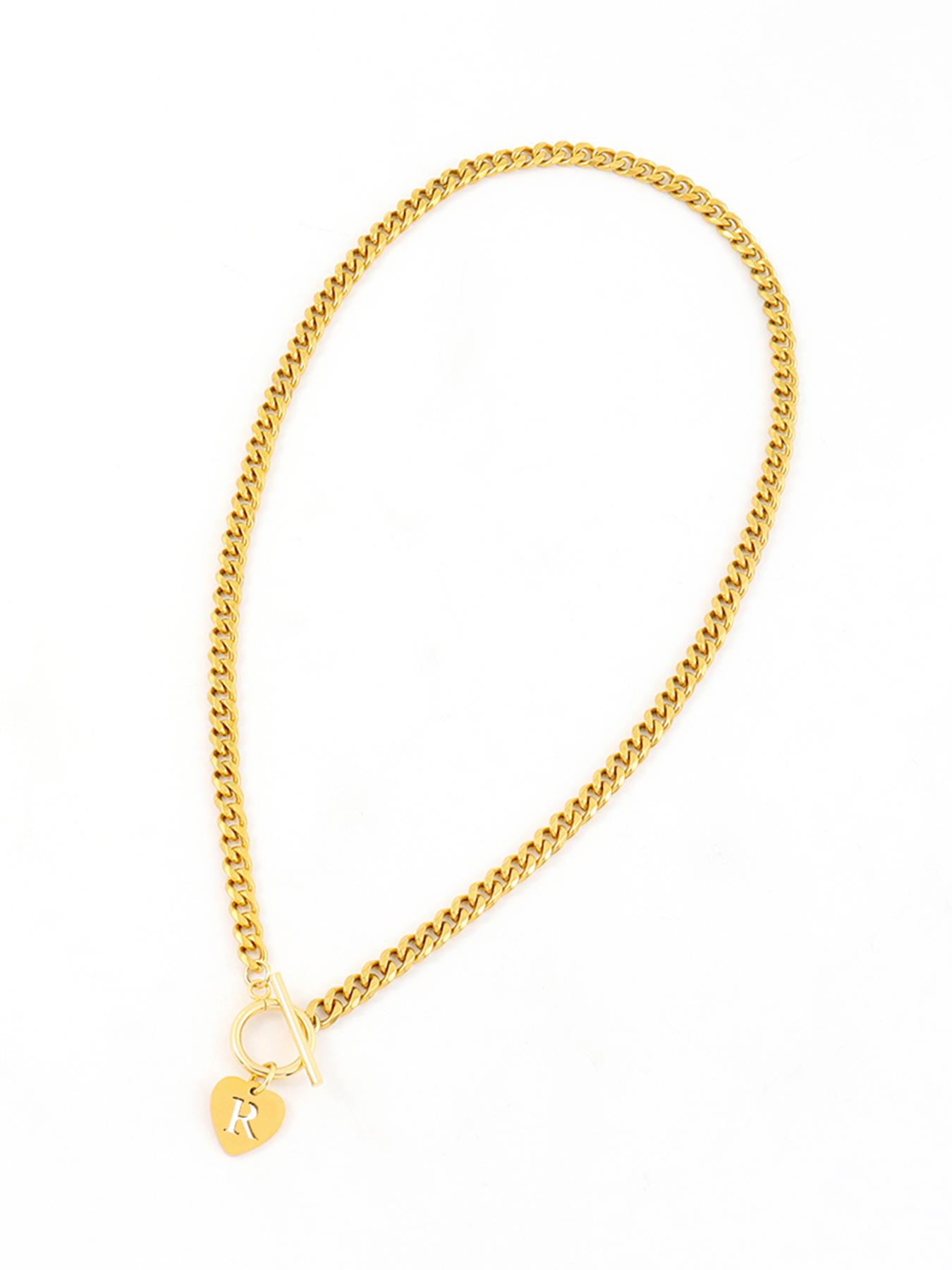 Heart Shaped Initial Necklace, Stainless Steel Jewelry for Party, Daily Clothing Decor, Trendy All-match & Exquisite Jewelry for Birthday Gift, Love Heart Necklace