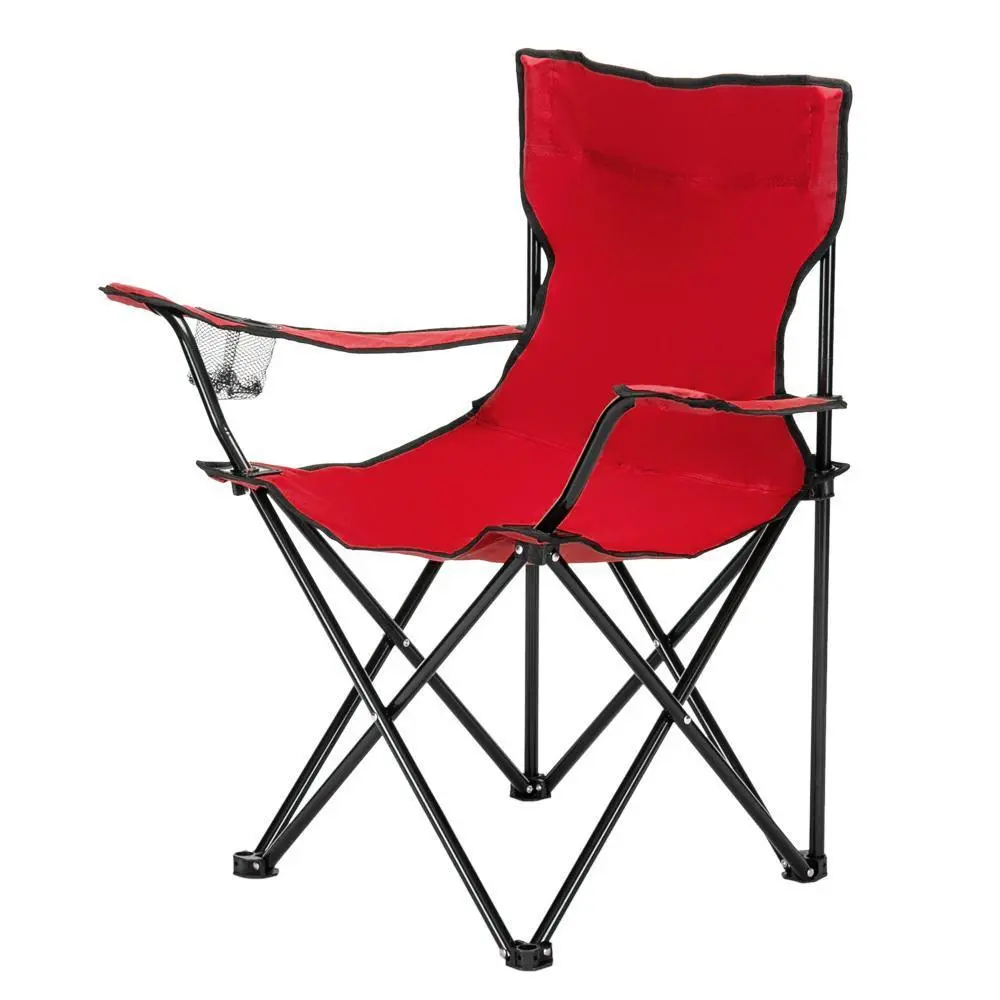 Outvita Camping Folding Chair, Portable Folding Chair with Arm Rest Cup Holder and Carrying and Storage Bag for Outdoor, Camp, Indoor, Patio, Supports 330lbs, Red, Modern Summervibes
