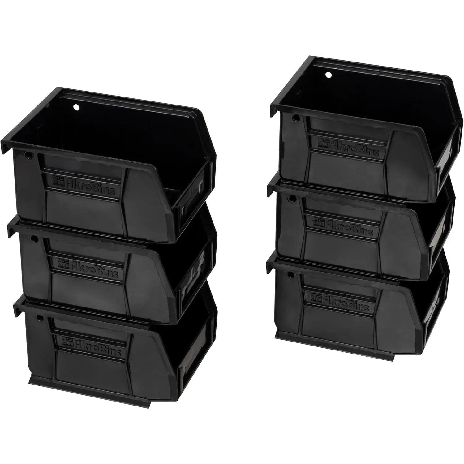 Plastic Storage Bins, Space-Saving Stackable Bins for Garage, Pantry, Craft Organization, 5" x 4" x 3", Black, 6-Pack