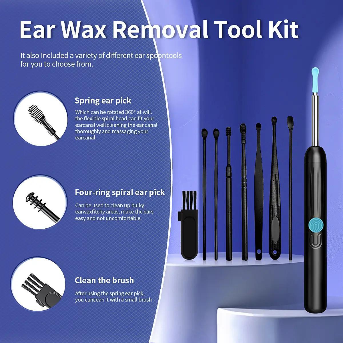 Ear Wax Removal Tool With Camera, 1 Set Portable Type-C Rechargeable Ear Cleaner, Waterproof Endoscope Ear Cleaning Tool