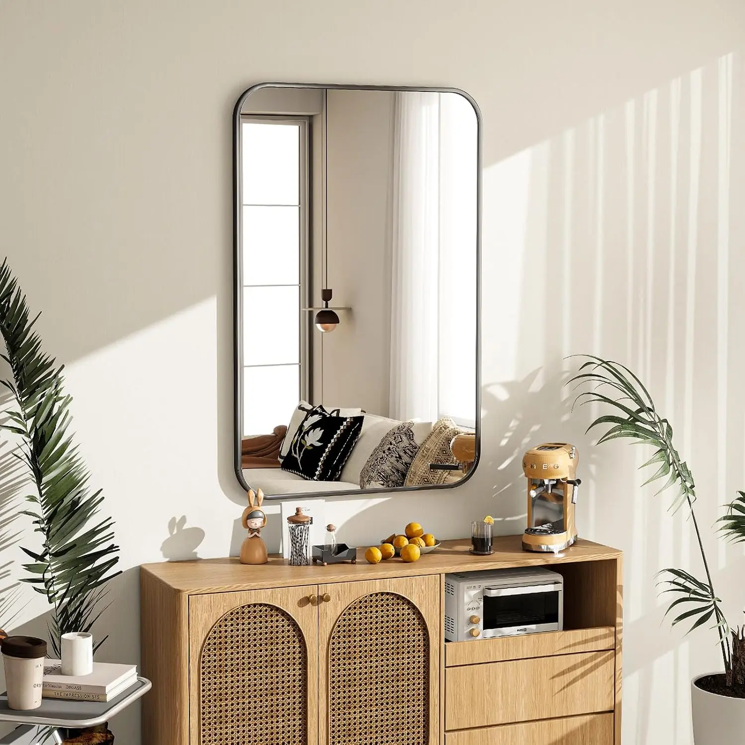 20x28 Inch Black Bathroom  Mirror for Over Sink | Rectangle Wall Mirror for Bathroom with Round Corner, Hangs Horizontally Vertically for Living Room, Bedroom as  Decor