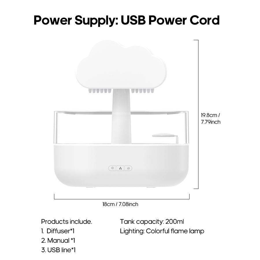 Rain Cloud Essential Oil Diffuser USB Powered, Simulated Rain Drops, Seven Color Lights, Ultrasonic Mist Humidifier for Home, Office Bedroom Holiday Atmosphere Gift