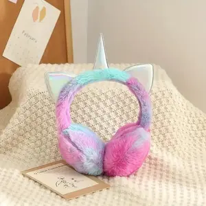 Cartoon Warm Ear Muffs, Rainbow Color Fall Winter Ear Protection, Macaron Unicorn Frostproof Ear Pouch, Christmas Gift