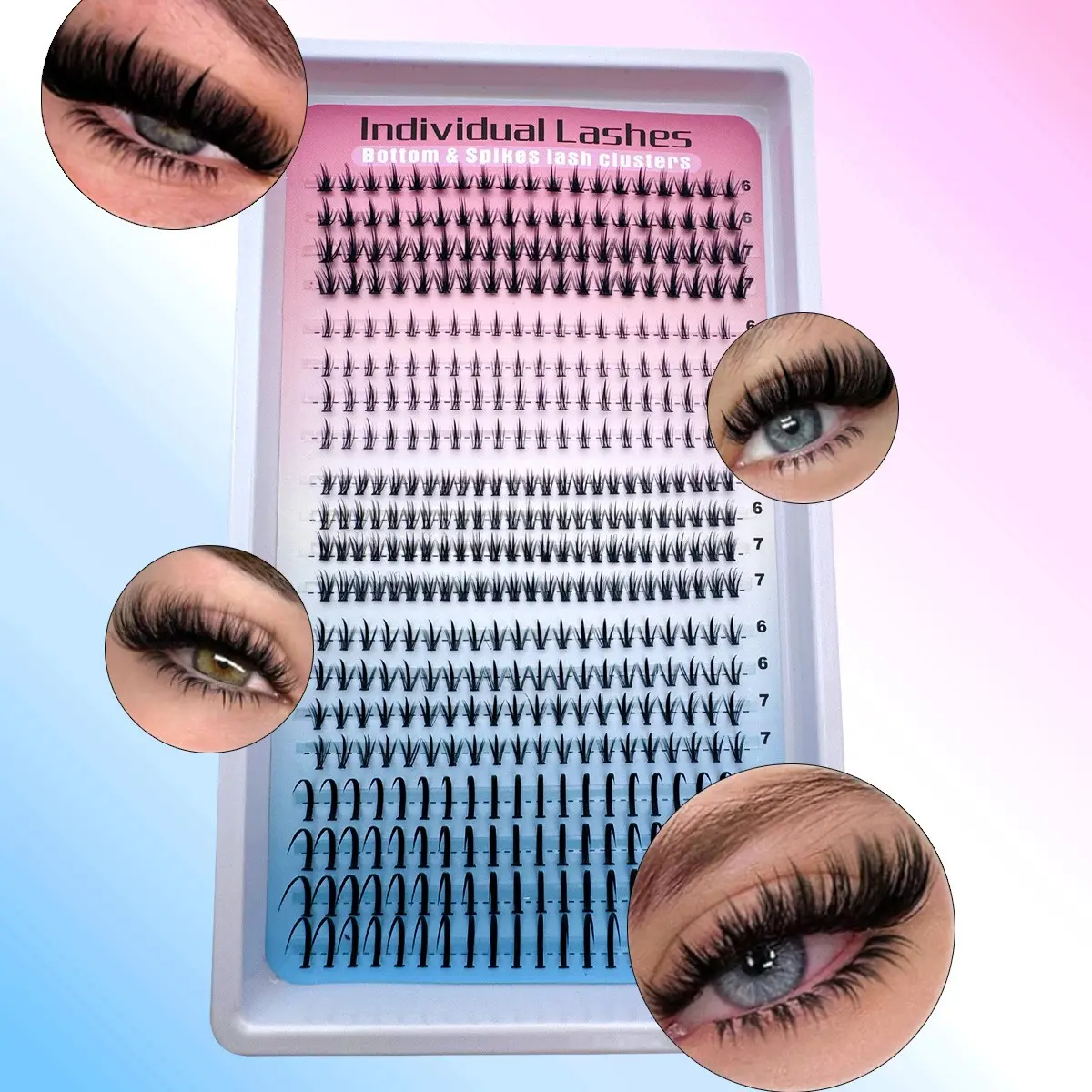 Natural False Lash Kit, Includes Cartoon, Pointed, Single Fiber, Lower Lashes, Lightweight Lower Lashes, 6-21mm Mixed Length, 416 Pieces