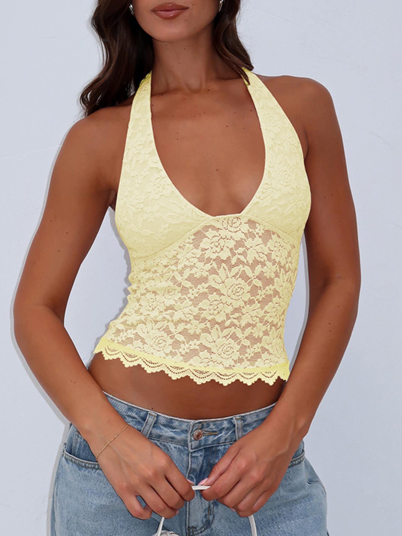 Women's Halter Neck Tank Top, Slim Fit Lightweight Breathable Sleeveless Top for Summer, Fashion Chic Women's Top for Daily Wear