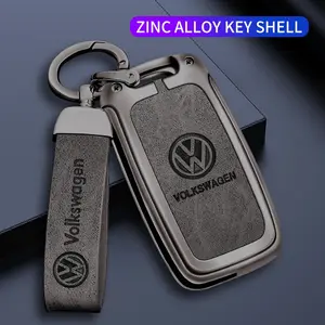 Zinc Alloy Leather Car Key Cover Fob Case Shell for Volkswagen Vw Polo Tiguan Golf Jetta Beetle Eos Scirocco Up Transporter Sharan Accessories
