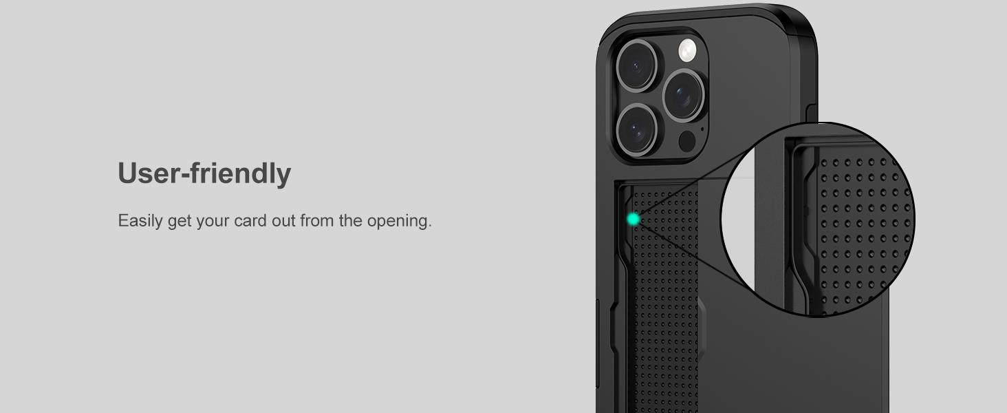 Nvollnoe Compatible with iPhone 16 Pro Case with Card Holder Heavy Duty Protective Dual Layer Shockproof Hidden Slot Slim Wallet Phone Cover for Women&Men 6.1 inch(Black)