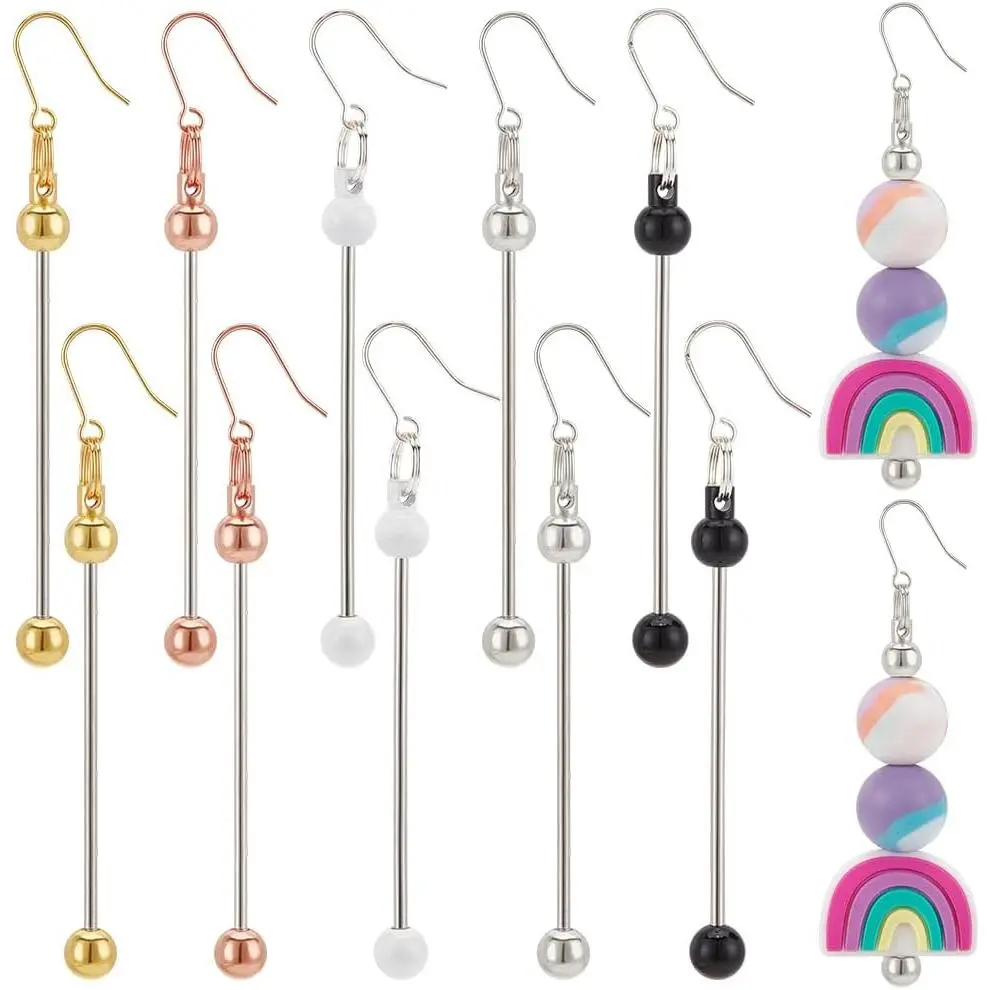 5 Colors Beadable Earring Bars 10 count Beadable Bar Links Dangle Earring Blank Beading Earrings Finding  Connectors for  Making DIY Crafts Earring Charms 2.9 Inch Long