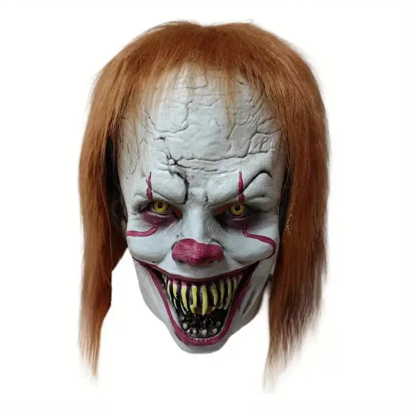 Horror Evil Clown Latex Mask, Halloween Costume Role Play Prop for Adults, Scary Adult Cosplay Accessory for Parties & Events