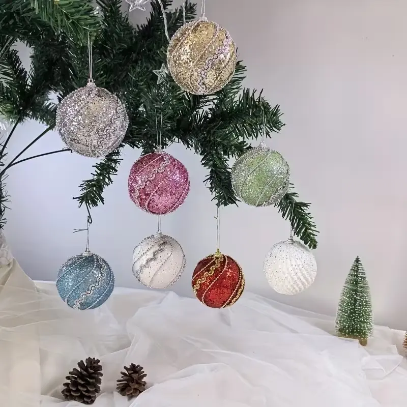 9 Pcs 3.15 Inch Shatterproof Christmas Ornaments - Glitter & Textured Holiday Baubles for Christmas Tree Decor