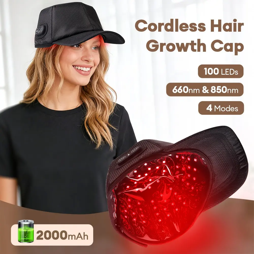 Hair Growth Hat, Strapless Duckbill Cap, Head Cover, Comfortable and Lightweight, 4 Modes, Red Light Therapy, Hair Care, Ideal for Daily Use, Enhances Hair Health
