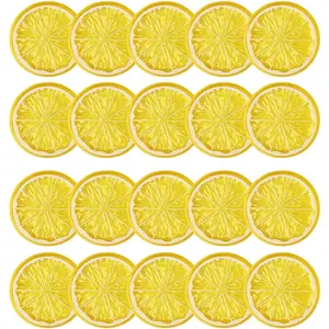20pcs Mini Simulation Lemon Slices Fake Artificial Plastic Fruit Model for Wedding Ornament Festival Decoration Photography Props Basket Display Filler (Yellow)