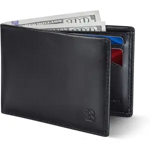 SERMAN BRANDS Mens Slim Bifold Wallet RFID Blocking Minimalist Front Pocket Wallets for Men - Thin & Stylish