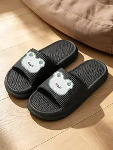 Women's Cute Bear Print Eva Slide Slippers, Odorless Thick Sole Non-Slip Cloud Slides, Soft Cushioned Shower Shoes for Indoor & Outdoor