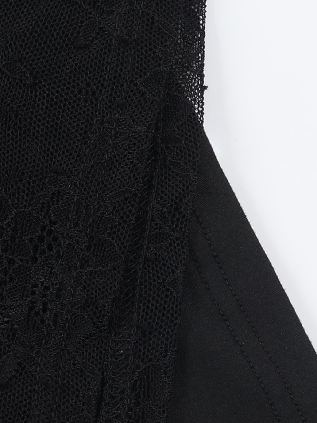 Women's Lace Sheer Longsleeves Top & Skirt Two-piece Set, Long Sleeve Round Neck Top & Skirt, Ladies Clothes for All Seasons, Womenswear, Matching Sets, Skirts Sets, Fall outfit