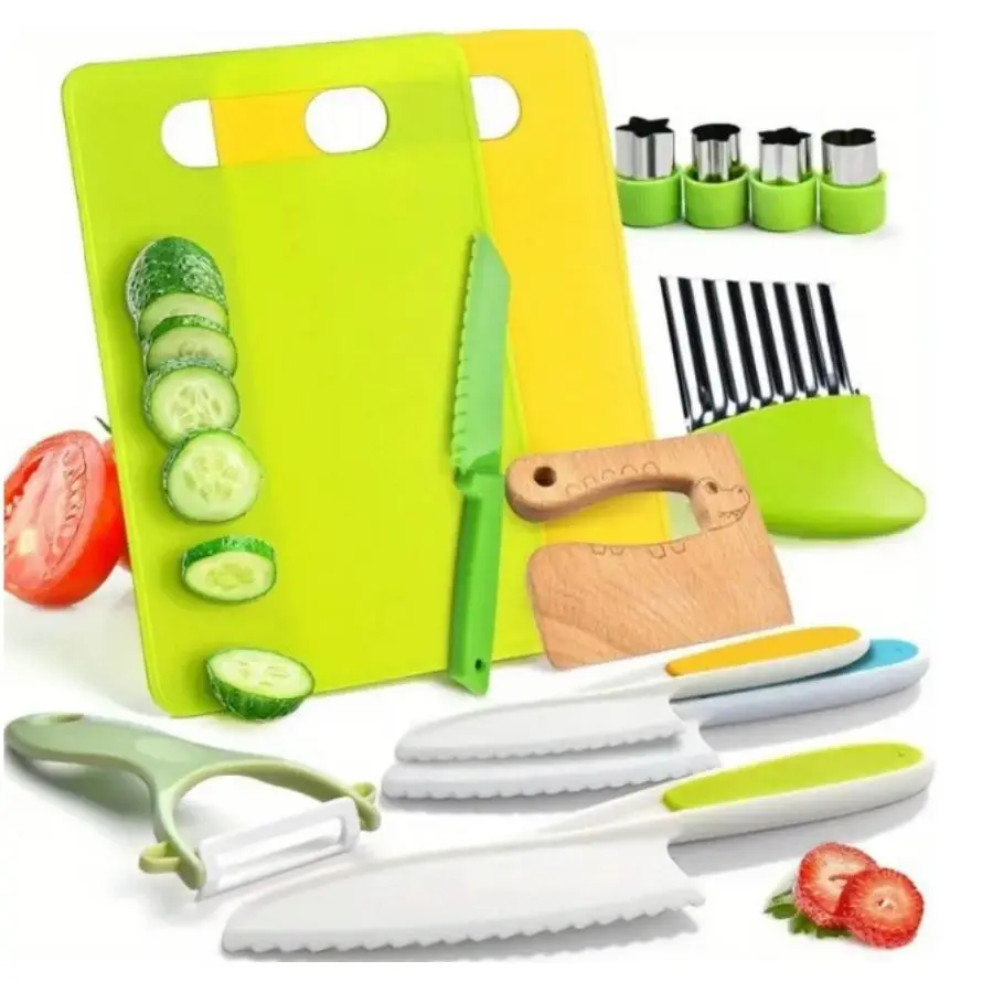 Kitchen Cutting Tool Set, 13pcs/set Durable Multifunctional Wooden Fruit & Vegetable Cutting Tool, Portable Kitchen Gadgets for Home Use, Household Kitchen Products