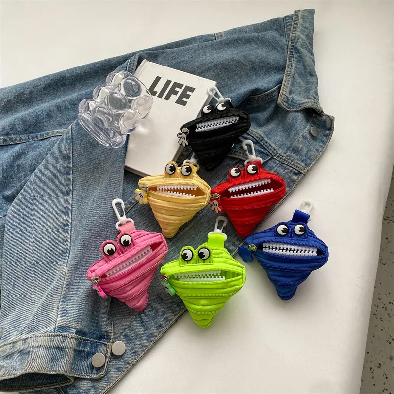 Kawaii Silicone Keychain, Funny Big Mouth Triangle Mini Pouch with Zip Closure, Waterproof Coin Purse & Earbud Case for Car Keys, Key Chain For Car Keys campingessentials