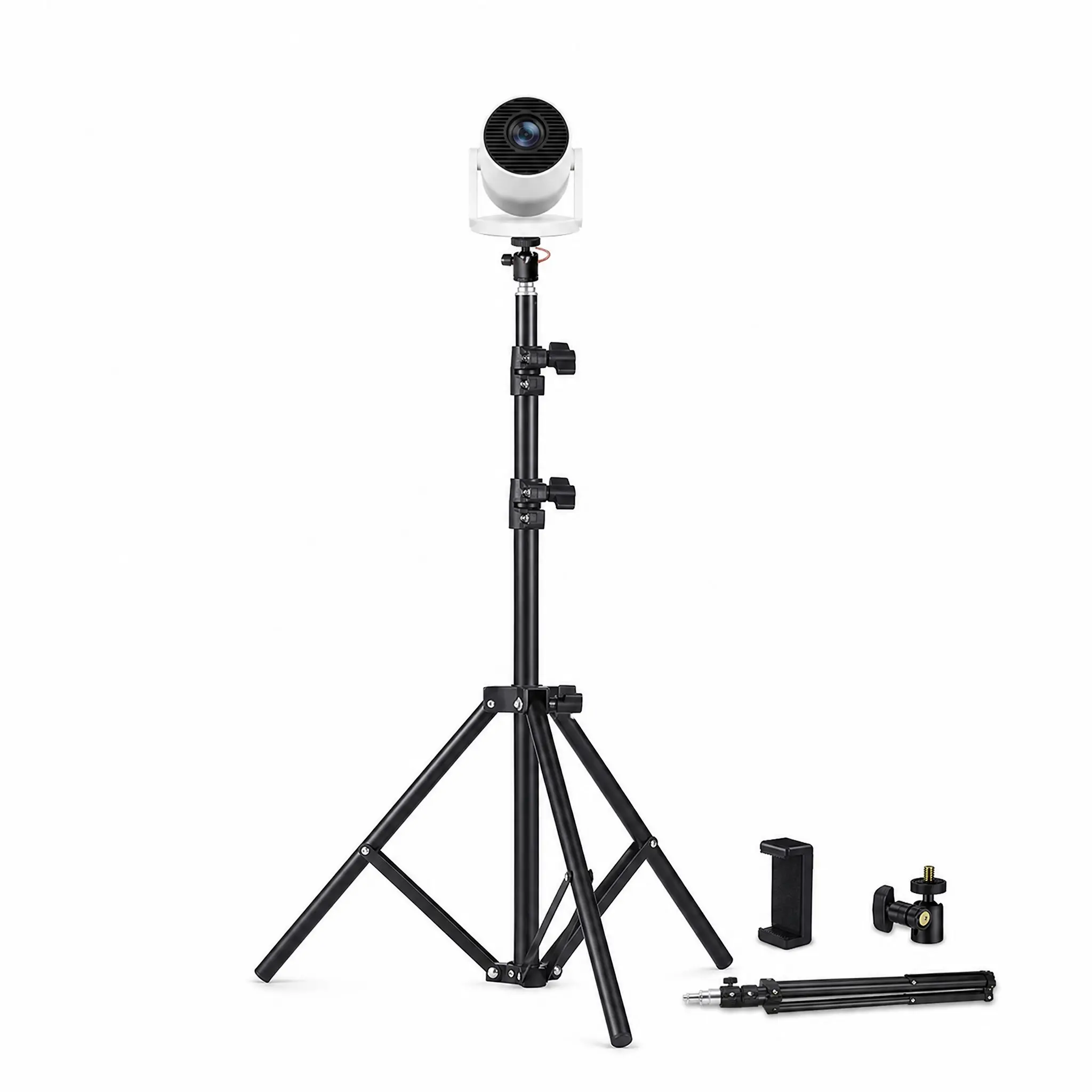 Adjustable Vertical Projector Stand Hy300, Projector Bracket, 50-160cm Metal Tube, High Strength, Portable, Multi-Angle Adjustment, 1/4 Inch Screw Hole, 1.5kg Load Capacity