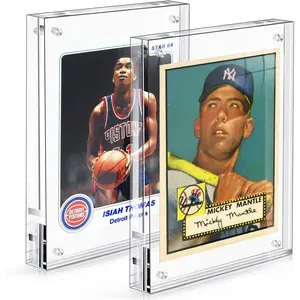 Clear Magnetic Acrylic Trading Card Display Frames for Desktop Display, 2 Sets