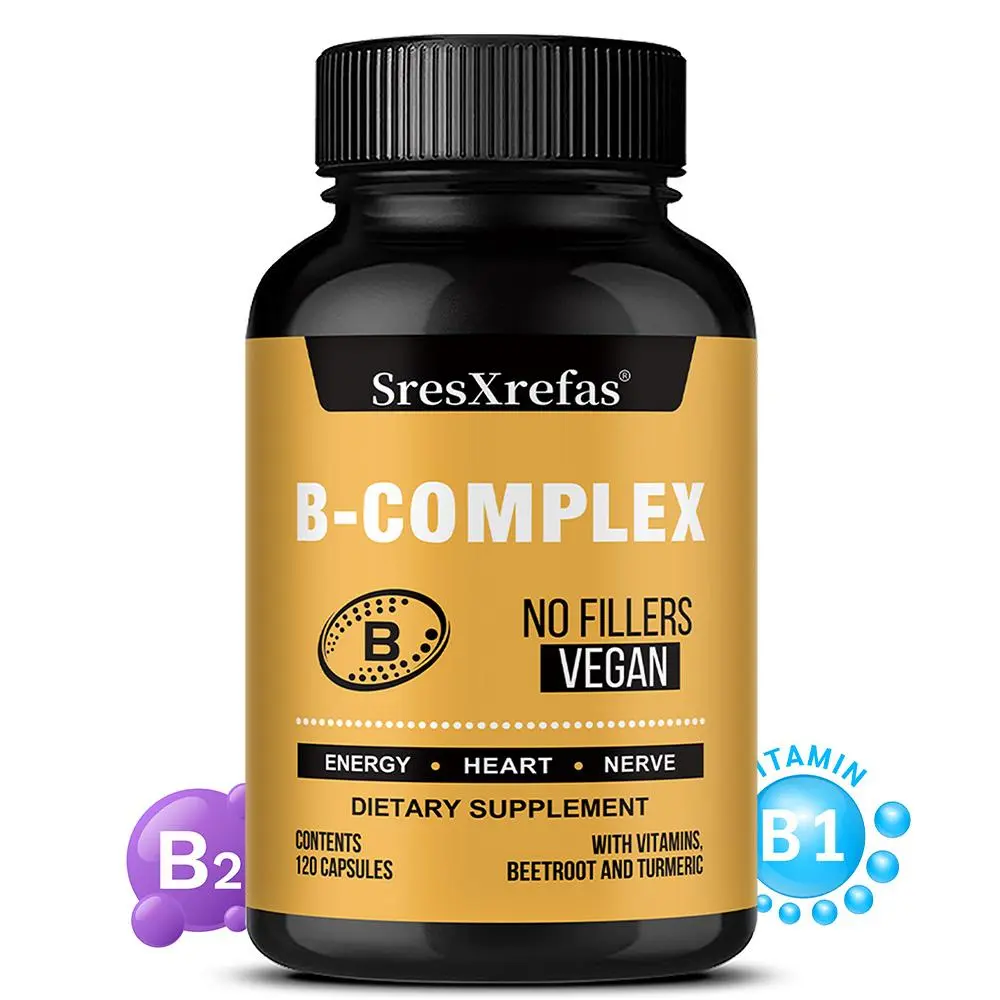 Vitamin B-Complex Health Supplement , ​​Supports Heart Health and Energy Health, 120 Capsules