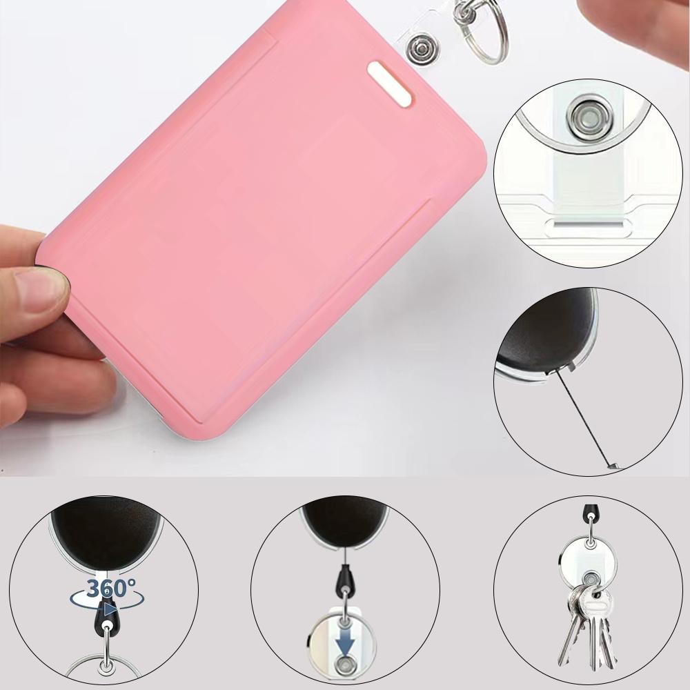 Letter Pattern Scalable ID Badge Holder, Creative Employee Card Container, Fashion Staff Card Holder, Durable Case Protector Pouch, Name Card Organizer, Retractable Badge Holder