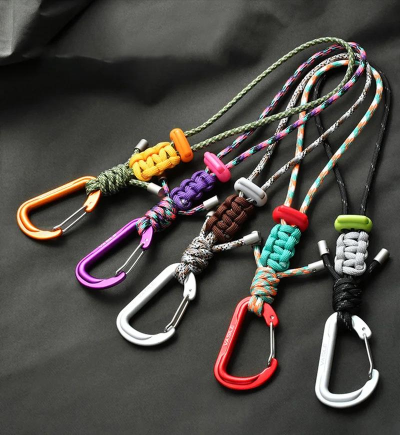 Quick-Release Paracord Water Bottle Hang Buckle Carabiner Portable EDC Clip Multifunctional Hook for Outdoor Hiking Backpack