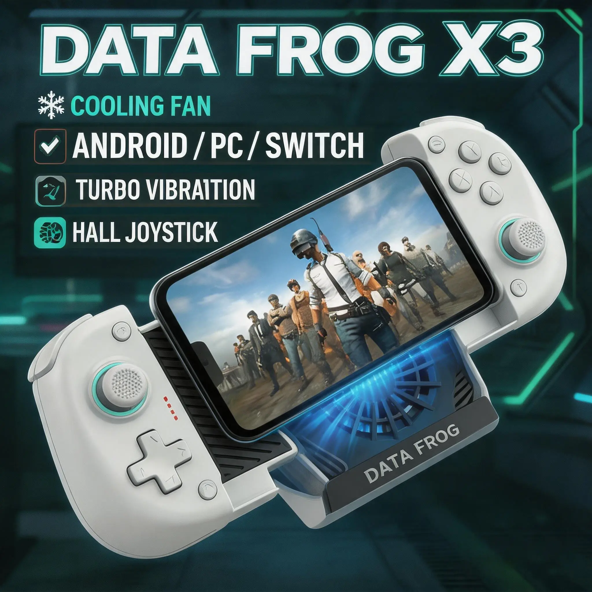 Data Frog X3 Wireless Game Controller, Bluetooth-compatible 5.2 Low Latency, Android Switch PC Compatible, Vibration Burst, Long Battery Life, Multiplatform Game Controller