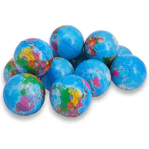 24 Pack Squeezable World Stress Balls for Kids Mini Earth Ball - Pressure Relieving Health Balls Globe Pattern Balls, School, Classroom, Party Favors (2.5" Inches)fidget toys