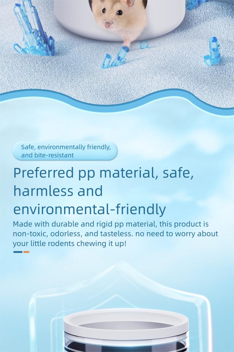 Small Pet Cooling & Hideout Hut, made of PP material, light-blocking, chew-resistant and roomy.Suitable for hamsters, Syrian hamsters, fancy rats, hedgehogs and other small pets.Comes with 2 replacement ice packs.