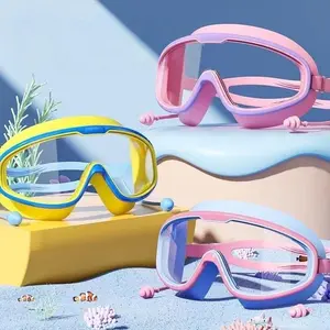 Swimming Goggles, Sports Goggles, Large Frame Waterproof Anti-Fog Swim Glasses, Suitable for Boys and Girls Aged 13-16, Silicone Material, Swimming Accessories