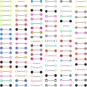 111Pcs 14G Tongue Nipple Piercing Jewelry for Women, 316L Stainless Steel Navel Curved Barbell Tongue Straight Barbell Navel Piercing Set