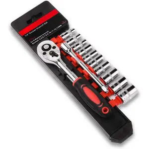 12pcs 1/4 Inch Mini Ratchet Socket Wrench Set, Drive Socket Set with 10 Sockets (4-13mm) and 2 Way Quick Released Ratchet Handle and Extension Bar Ratcheting Wrench Set, Ratchet Socket Kit
