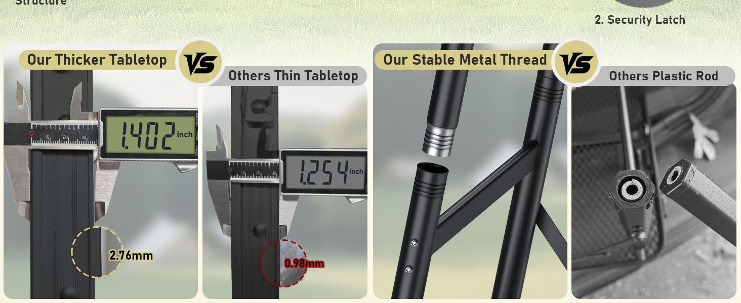 Anbte 3ft Tri-fold Camping Table Max 29.5", 3 Adjustable Heights Aluminum Folding Camping Table with Storage Bag, Lightweight, Portable Handle for Travel Outdoor Beach Picnic, 35" x 16", Black