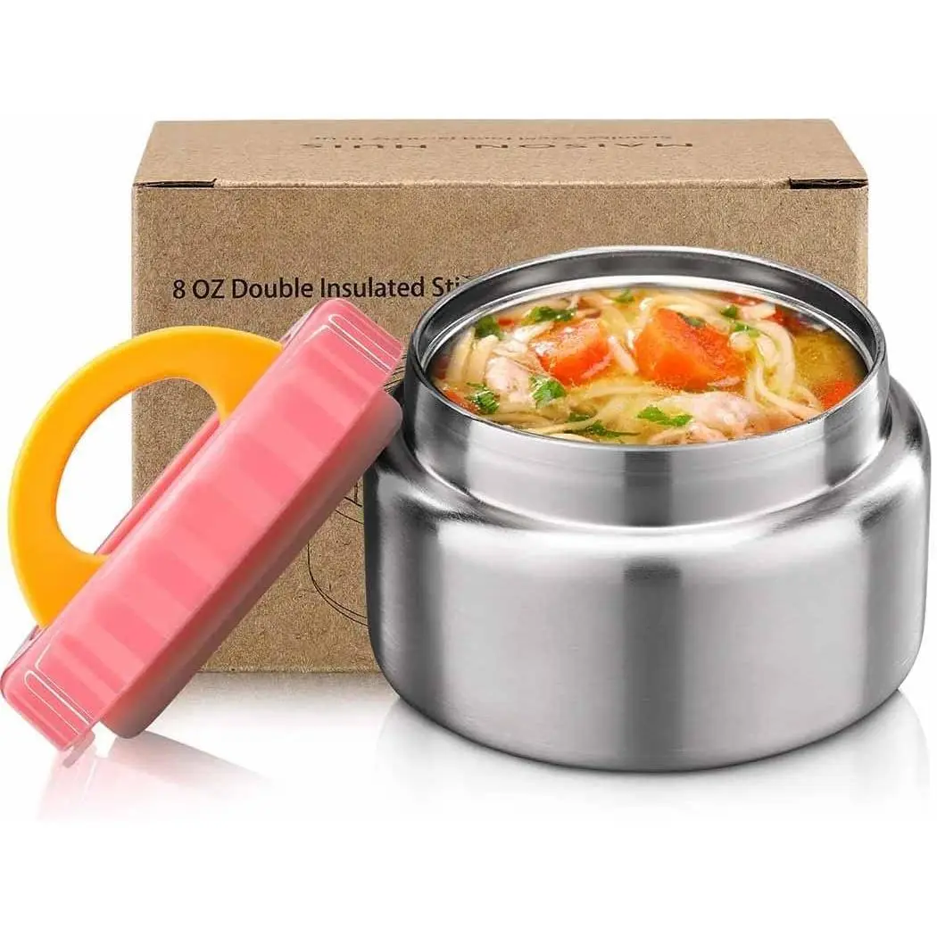 8oz Soup Thermo Wide Mouth Vacuum Insulated  Jar for Hot&Cold , Leak Proof Stainless Steel  Lunch Container for School Travel()