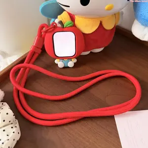 Kawaii 3D Apple  Silicone Case for Apple Watch, Cute Shockproof Protective Cover with Lanyard, Compatible All iWatch Models Girly Accessory (Case Only)